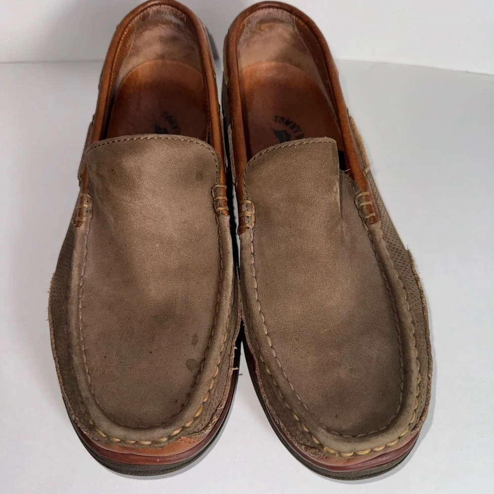 TOMMY BAHAMA Mens Casual Dress Shoes oliveTB-267 Leather Driver Loafer 10.5